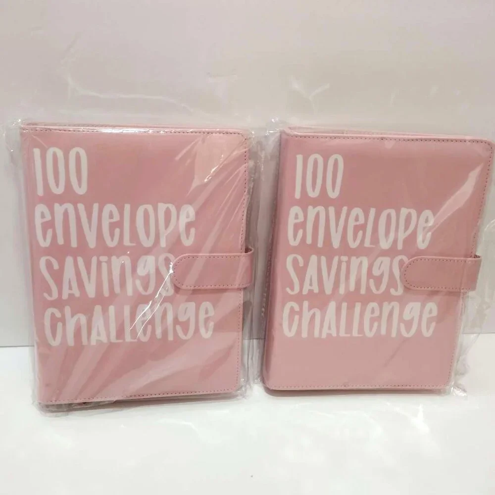 2 pack 100 Envelope Challenge Binder Save $5050 Goals 100 Day Savings Pink